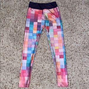 TeeSpring multi color block leggings size small